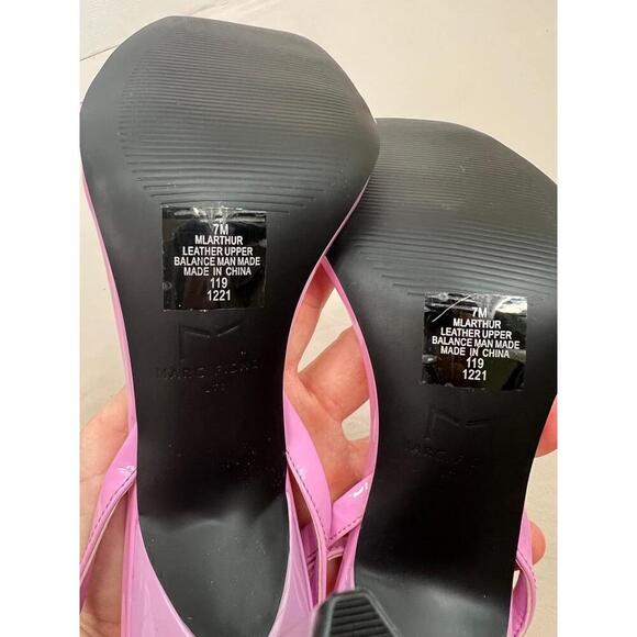 Marc Fisher Arthur Heels Size 7 Pink Strappy Square Toe Ankle Strap Modern Chic - Picture 10 of 12